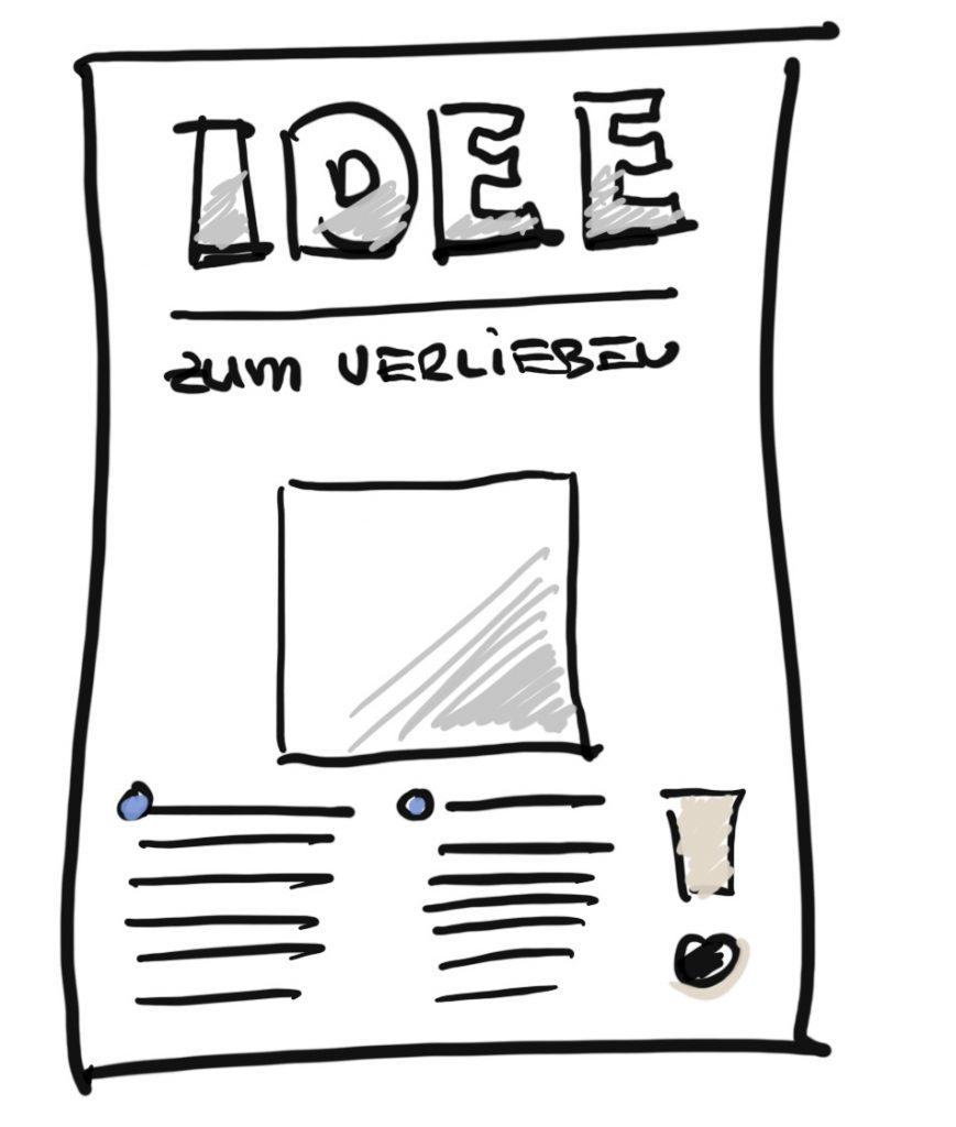 Skizze eines Blatt für ein Layout mit einer einfachen skizze